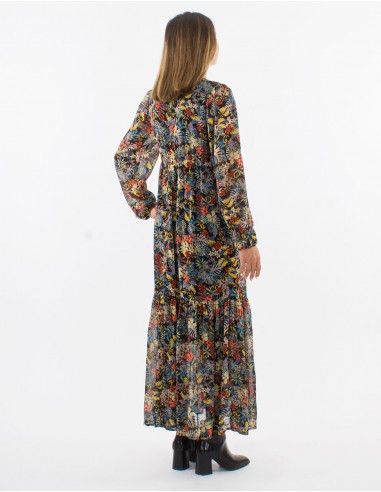 Vestido largo muselina de poliester doblado...