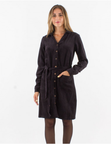 Vestido 88% poliester 12% poliamida con botones...