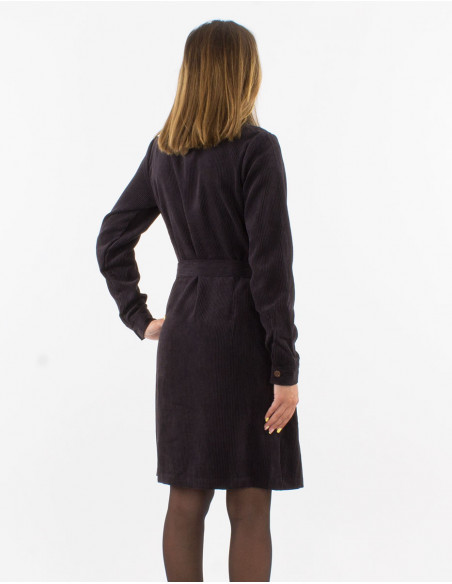 Vestido 88% poliester 12% poliamida con botones terciopelo cotele