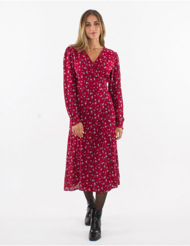 Vestido largo crepe de viscosa estampado lys