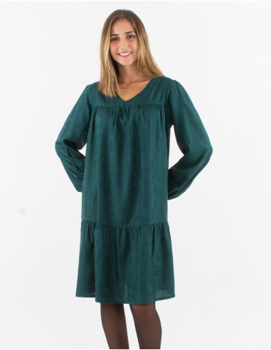 Vestido viscosa cuello v estampado cachemire