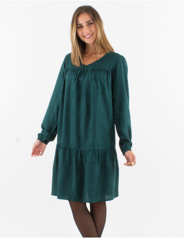 Vestido viscosa cuello v estampado cachemire