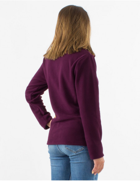 Chaqueta malla poliester polar cuello bordado flor