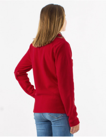 Chaqueta malla poliester polar cuello bordado flor