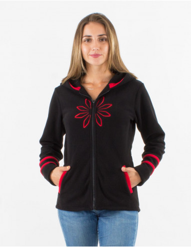 Chaqueta malla poliester polar capucha bordado...