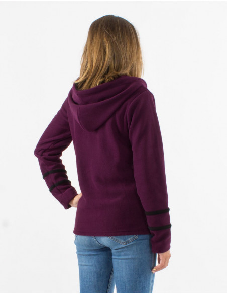 Chaqueta malla poliester polar capucha bordado rosace