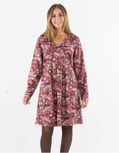 Vestido poliester doblado mangas largas...