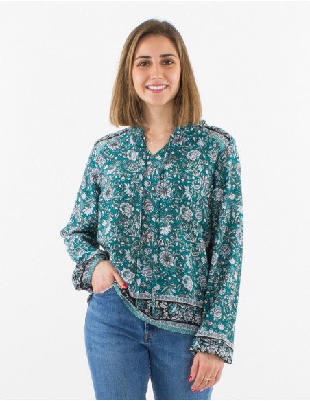Blusa poliester estampado pivoine