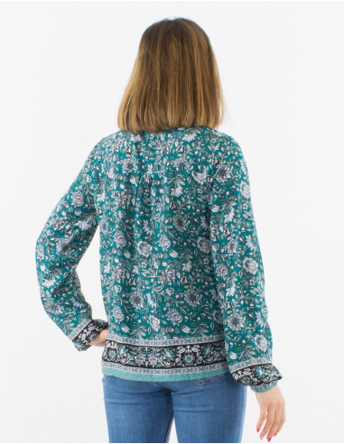 Blusa poliester estampado pivoine
