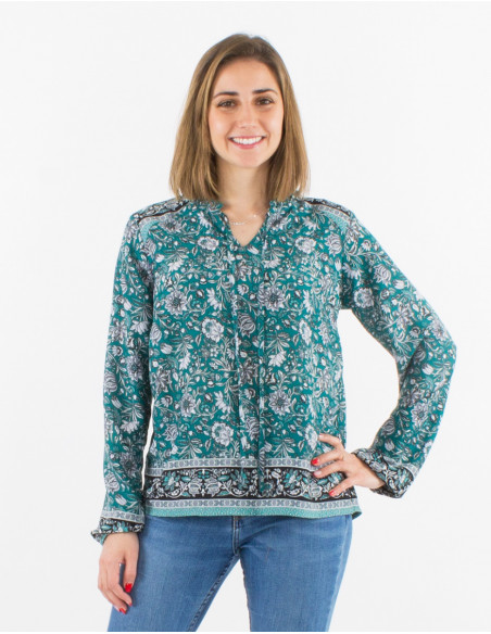 Blusa poliester estampado pivoine