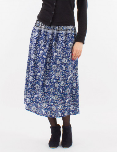 Falda poliester doblada estampado pivoine