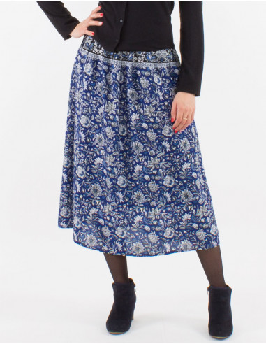 Falda poliester doblada estampado pivoine