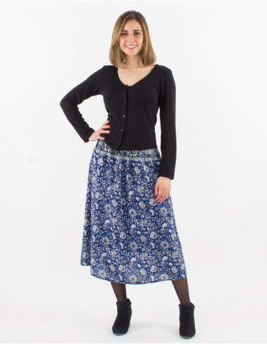 Falda poliester doblada estampado pivoine