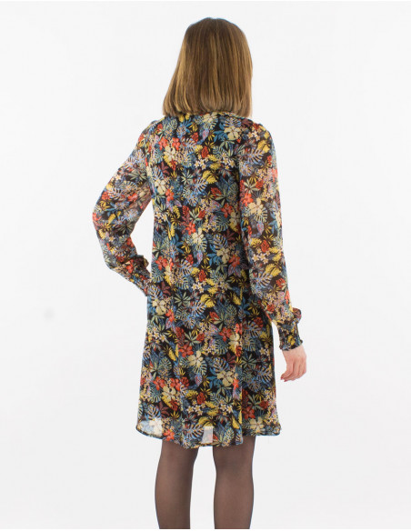 Vestido muselina de poliester doblado bordado estampado viana