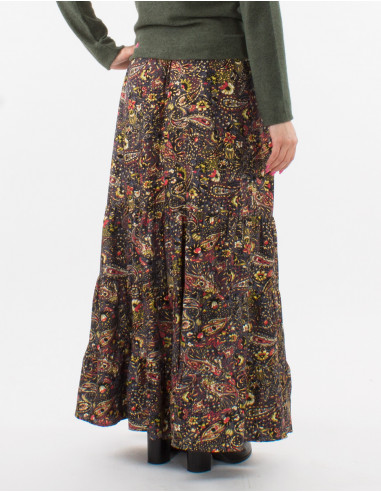 Falda poliester doblada con volantes estampado...