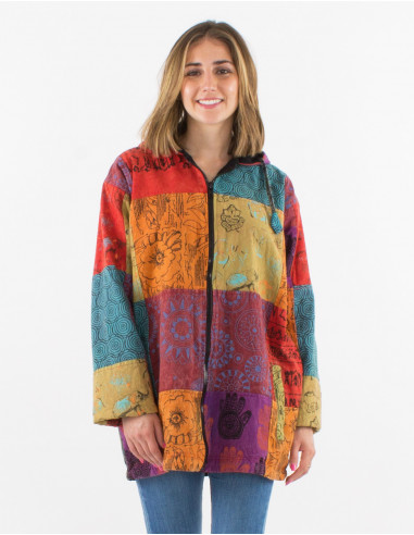 Chaqueta algodon patchwork sw doblado polar...