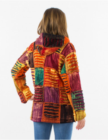 Chaqueta malla algodon patchwork sw bordado...