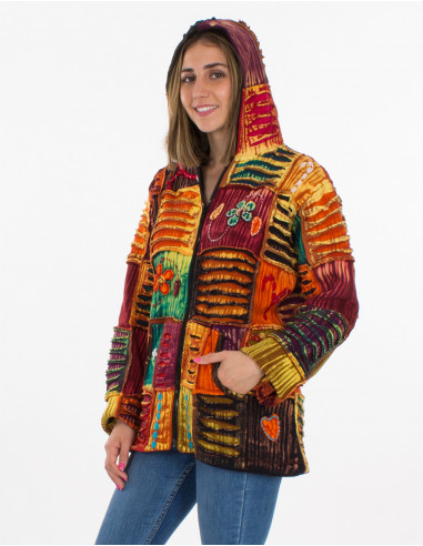 Chaqueta malla algodon patchwork sw bordado...