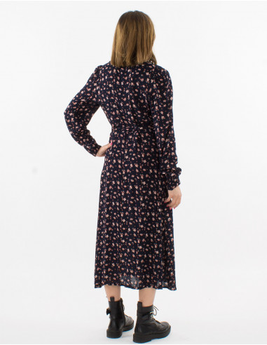 Vestido largo crepe de viscosa estampado lys