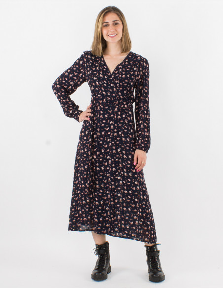 Vestido largo crepe de viscosa estampado lys