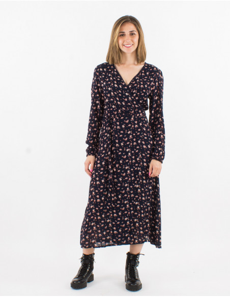 Vestido largo crepe de viscosa estampado lys