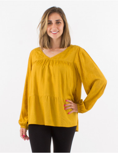 Blusa viscosa cuello v estampado cachemire