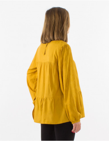 Blusa viscosa cuello v estampado cachemire