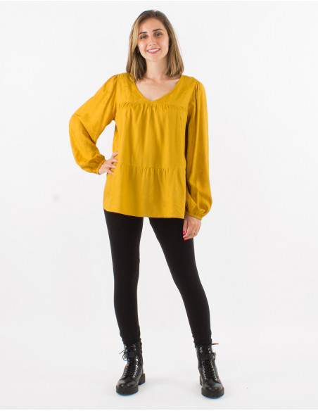 Blusa viscosa cuello v estampado cachemire