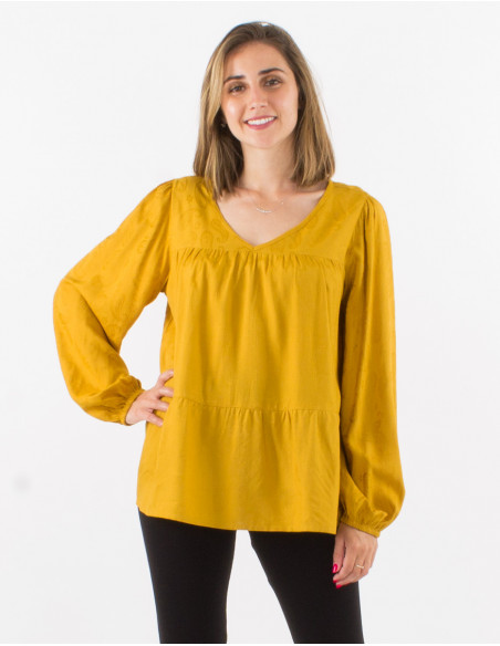 Blusa viscosa cuello v estampado cachemire