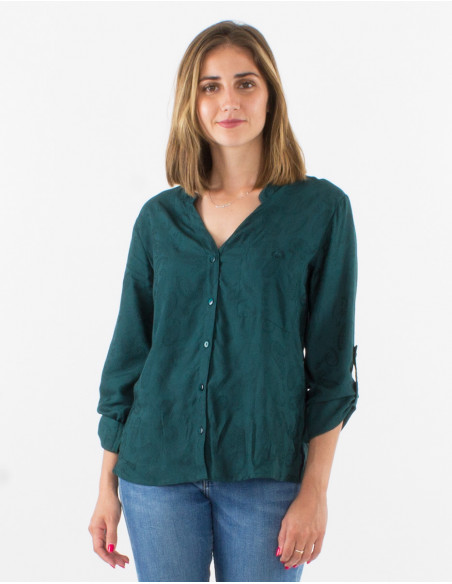 Blusa viscosa estampado cachemire con botones