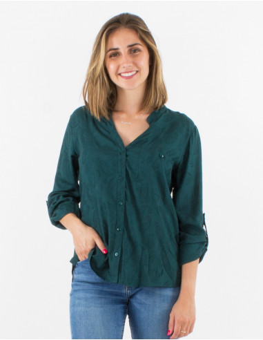 Blusa viscosa estampado cachemire con botones