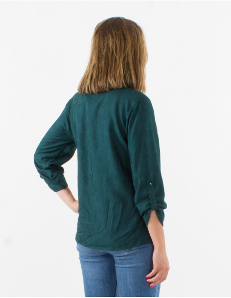 Blusa viscosa estampado cachemire con botones