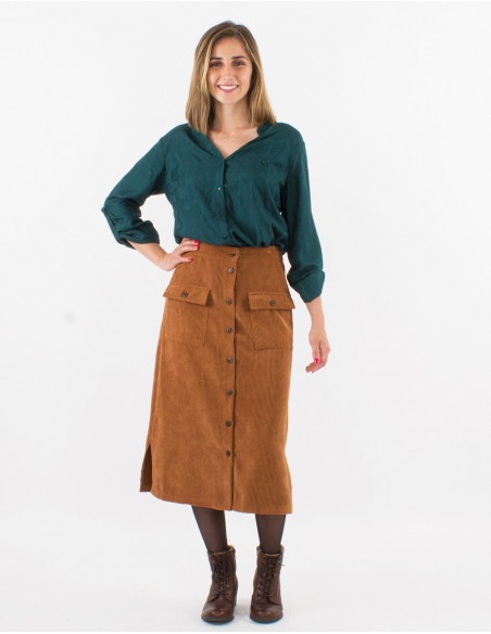 Blusa viscosa estampado cachemire con botones