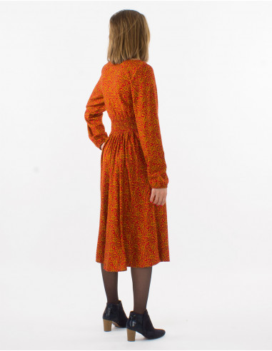 Vestido 3/4 viscosa mangas largas estampado