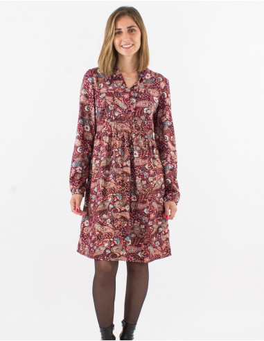 Vestido poliester doblado mangas largas...