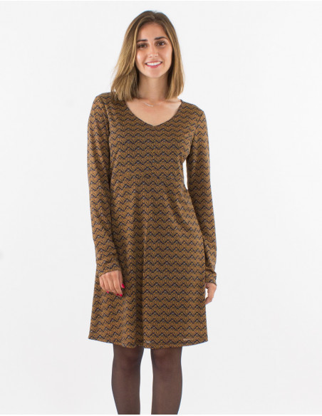 Vestido malla 96% poliester 4% elastano doblado estampado geo