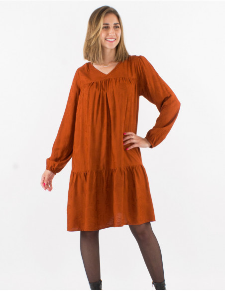 Vestido viscosa cuello v estampado cachemire