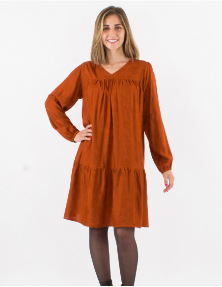 Vestido viscosa cuello v estampado cachemire