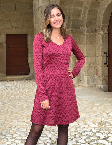 Vestido malla 96% poliester 4% elastano doblado estampado geo