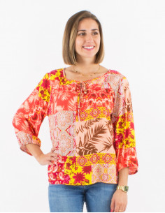 Blusa viscosa mangas 3/4...