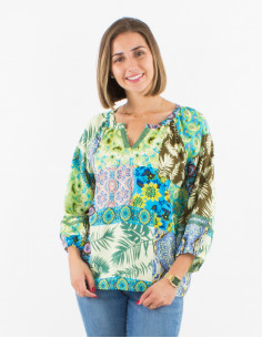 Blusa viscosa con botones...
