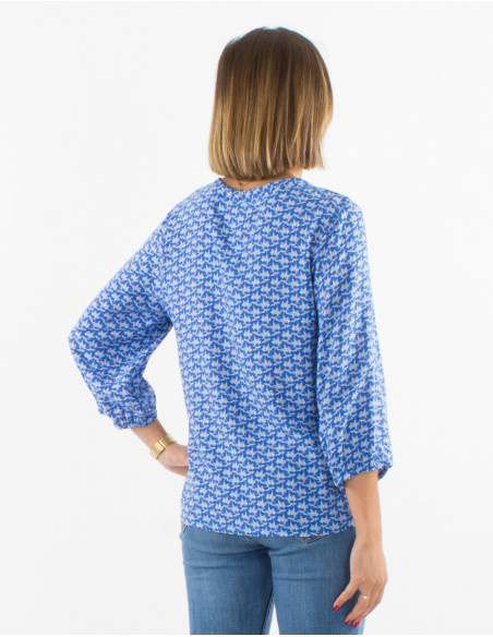 Blusa viscosa mangas 3/4  estampado arabesque