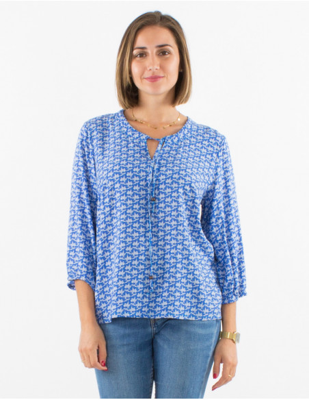 Blusa viscosa mangas 3/4  estampado arabesque