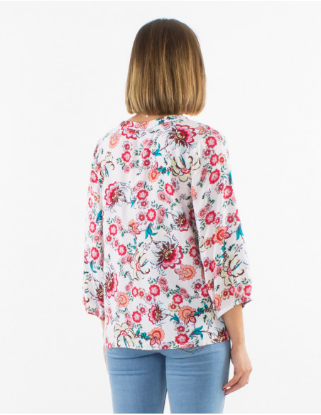 Blusa viscosa mangas 3/4  estampado bohemia