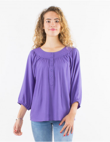 Blusa viscosa lisa  mangas 3/4