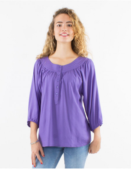 Blusa viscosa lisa  mangas 3/4