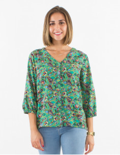 Blusa poliester con botones...