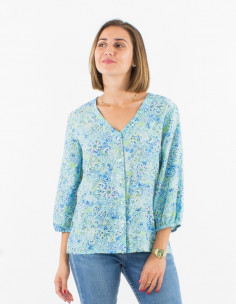 Blusa poliester con botones...