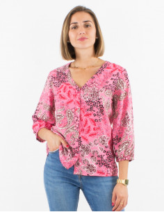 Blusa poliester con botones...