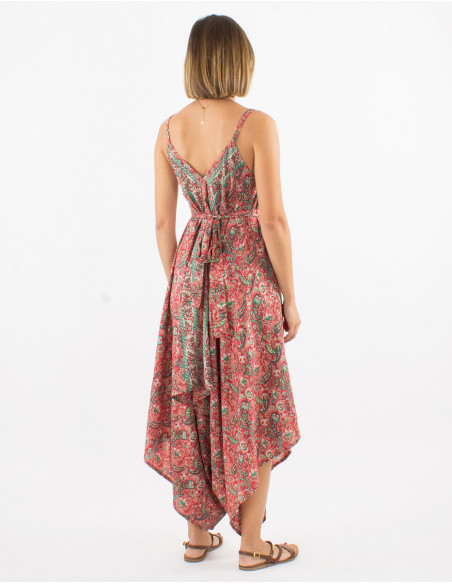 Peto largo poliester tirantes estampado cachemire plata